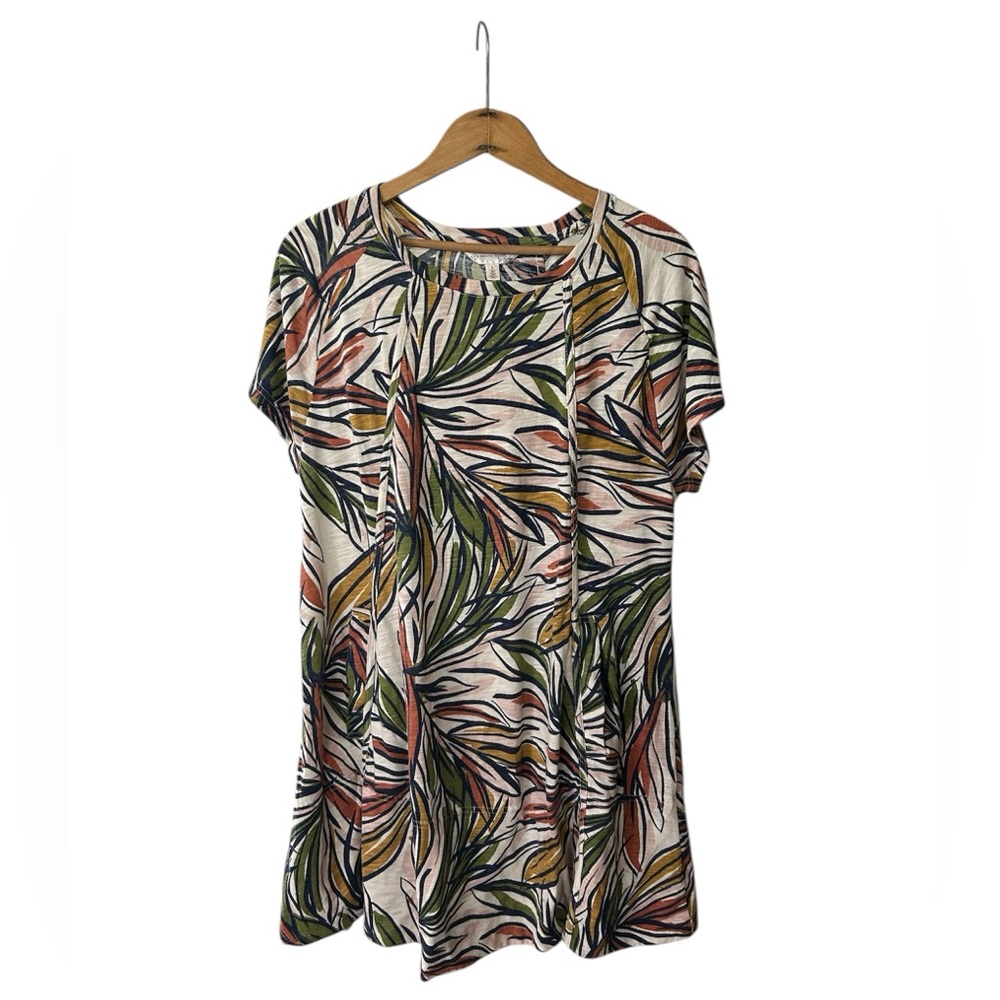 Nanette Lepore | Women’s Cream/Multicolor Tropical Leaf Pattern Tunic Dress Sz L